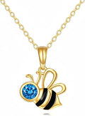 DOVRAN Real Solid Gold Birthstone Butterfly/Dragonfly/Bee/Hummingbird Necklace for Women Yellow Gold Animal Pendant for Christmas Dainty Jewelry Birthday Gifts for Mom Wife