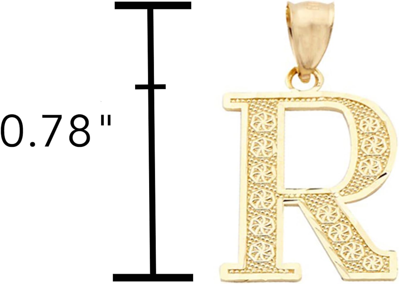 LoveBling 10K Yellow Gold Diamond Cut A to Z Alphabet Initial Letter Charm Necklace Pendant (Small Size)