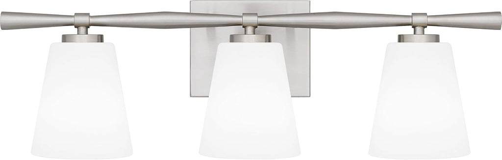 Quoizel Brindley Bath Vanity Lights, 23 Inch 3-Light Brushed Nickel Transitional Bathroom Lighting Fixtures Over Mirror, Opal Etched Glass Shades, Wall Mount Light for Bathroom
