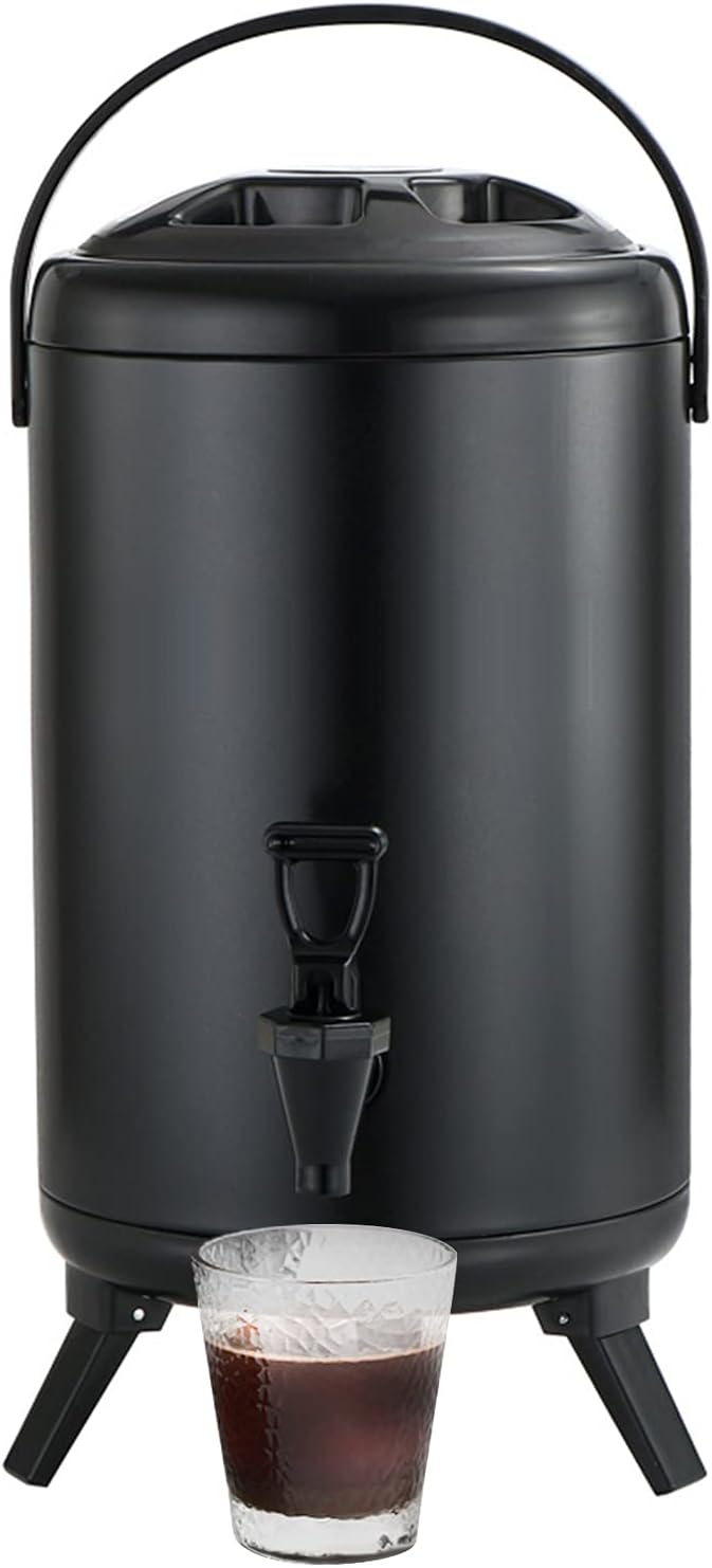 Stainless Steel Insulated Beverage Dispenser 10 Liter/2.64 Gallon with Spigot for tea, coffee, cold milk, water, juice in parties, offices, weddings (10 Liter/2.64 Gallon)