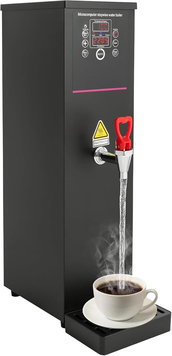 Water Boiler Electric Commercial Hot Water Dispenser Stainless Steel Countertop Rapid Heating Machine for Restaurant, Home, Office(Black-15L)