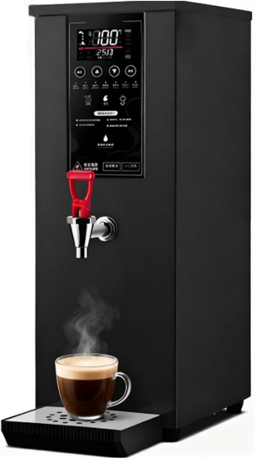 1000W Commercial Hot Water Dispenser Countertop, 60L/H Step-Heating Stainless Steel Water Boiler with Temperature Control for Boba Tea Office Restaurant Black