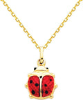 The World Jewelry Center 14k Yellow Gold Lady Bug Enamel Pendant with 1.2mm Cable Chain Necklace