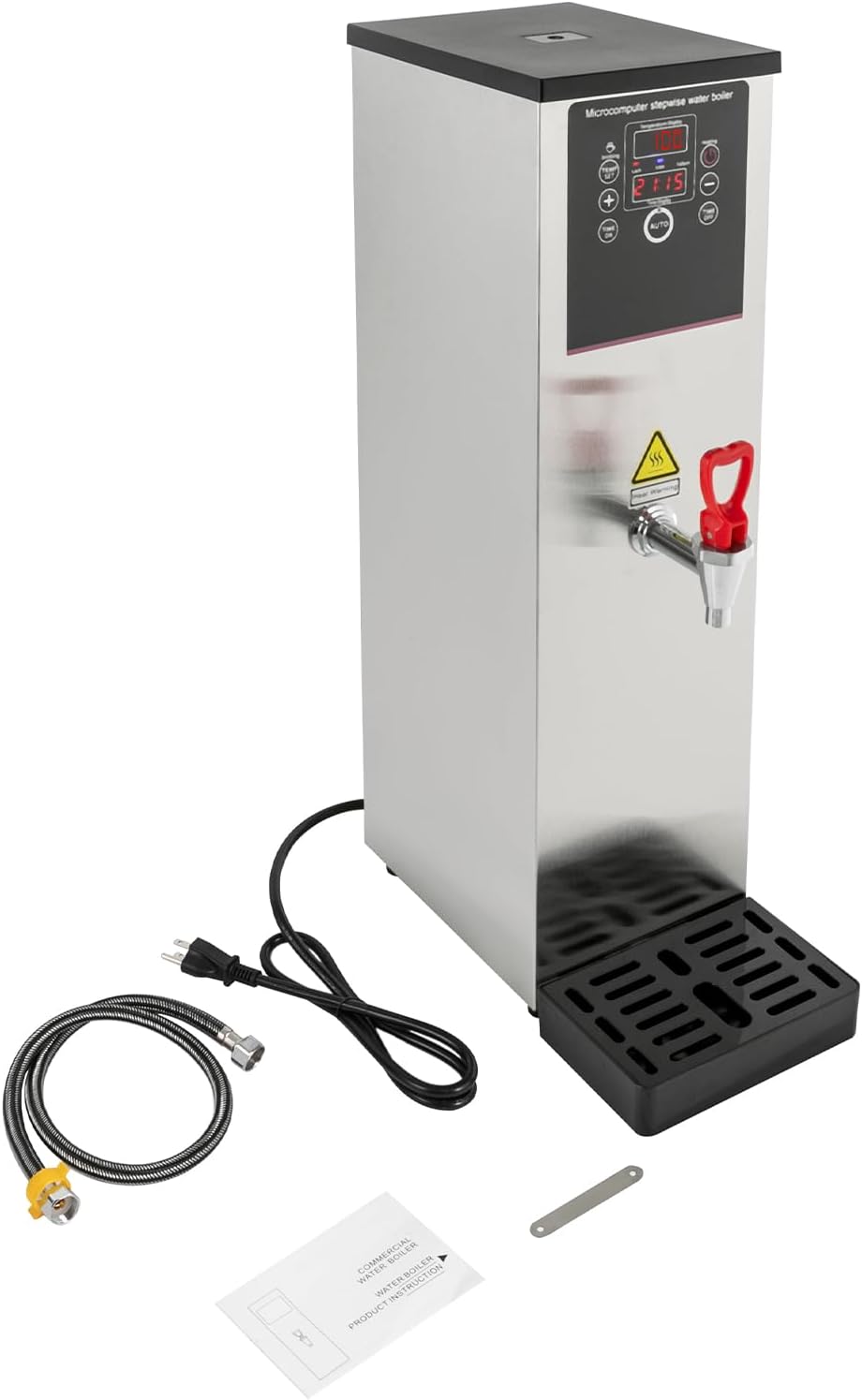 Electric Water Boiler 304 Stainless Steel, Commercial Hot Water Dispenser Digital Display, 2500W, Countertop Water Dispenser for Kitchens, Living Rooms, Cafes, Restaurants, Silver(15L/3.96Gal)
