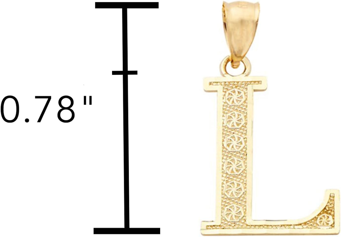 LoveBling 10K Yellow Gold Diamond Cut A to Z Alphabet Initial Letter Charm Necklace Pendant (Small Size)