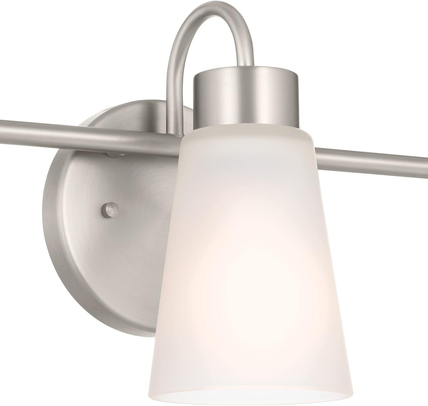 Kichler Erma 3-Light Bathroom Vanity Light Fixture with Satin Etched Glass Shades, Updated Traditional Wall Lighting in Brushed Nickel for Mirror, (23' x 8.5' x 6'), 55126NI