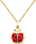 The World Jewelry Center 14k Yellow Gold Lady Bug Enamel Pendant with 1.2mm Cable Chain Necklace
