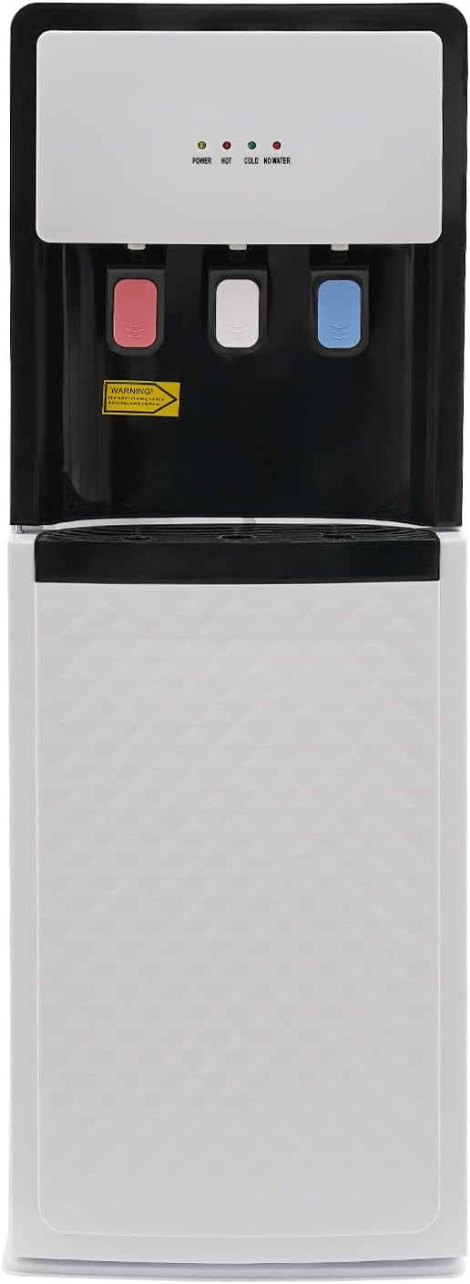 110V Bottom Loading Water Cooler Dispenser, Floor Standing Hot and Cold Water Dispenser with 3-Temperature Settings, Suitable for Home and Office (White)