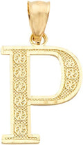 LoveBling 10K Yellow Gold Diamond Cut A to Z Alphabet Initial Letter Charm Necklace Pendant (Small Size)