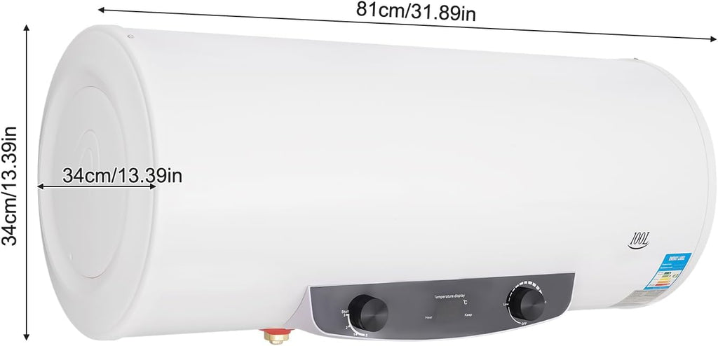 110V 1500W Electric Hot Water Heater, Hung Horizontally Tank Hot Water Heater, 30-75 ℃ Quick Heating, With Pre-Thermostat Knob, On Demand Hot Water Heater for Shower Kitchen Bathroom (100L)