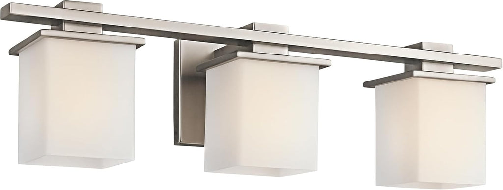 Kichler Tully 24' Vanity Light in Antique Pewter, 3-Light Modern Bathroom Light with Satin Etched Cased Opal Glass, (24' W x 6.5' H), 45151AP