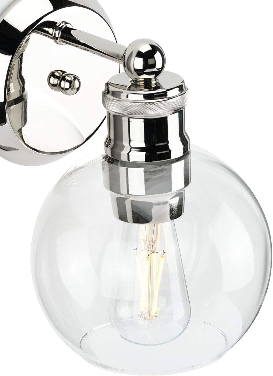 Progress Lighting Hansford Collection 1-Light Clear Glass Coastal Bath Vanity Light Polished Nickel