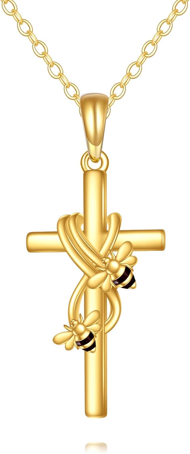 KECHO 14k Real Gold Cross Jewelry Gifts for Mother Grandma Sister Cross Pendant Necklace for Women