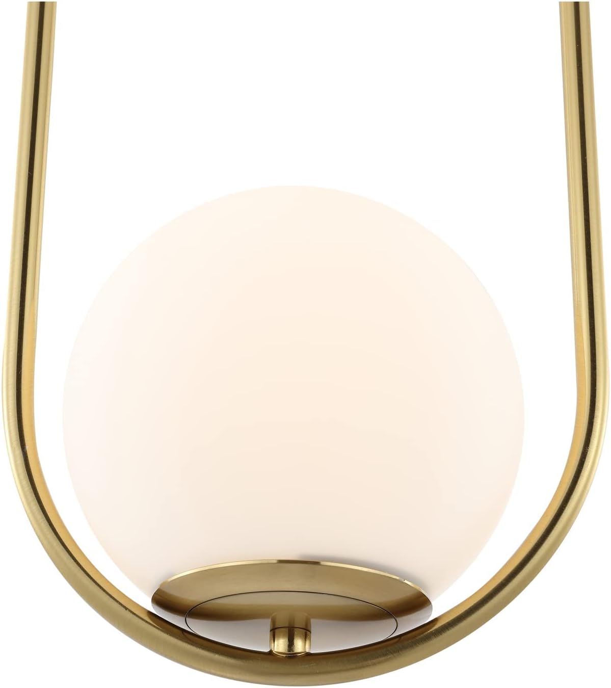 BYOLIIMA Modern Gold Globe Chandelier 2-Lights Mid Century Pendant Light Brushed Brass Ceiling Hanging Lighting Fixture with White Globe Glass Lampshade for Kitchen Island Dining Room Bedroom
