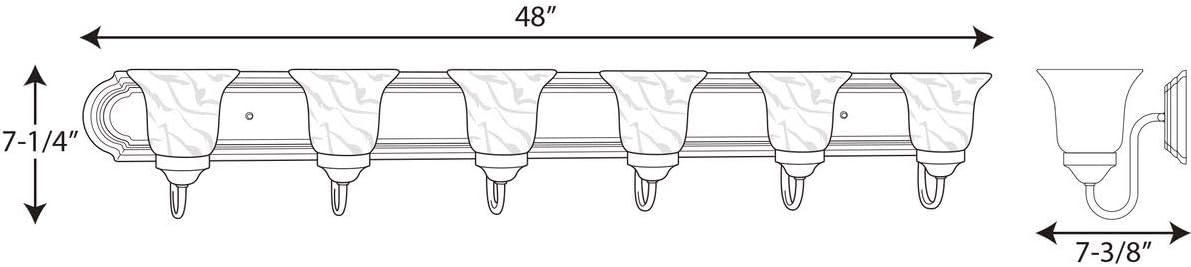 Progress Lighting P3056-09 Alabaster Glass Bath & Vanity, 48-Inch Width x 7-1/4-Inch Height, Nickel