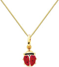The World Jewelry Center 14k Yellow Gold Lady Bug Enamel Pendant with 0.65mm Box Link Chain Necklace