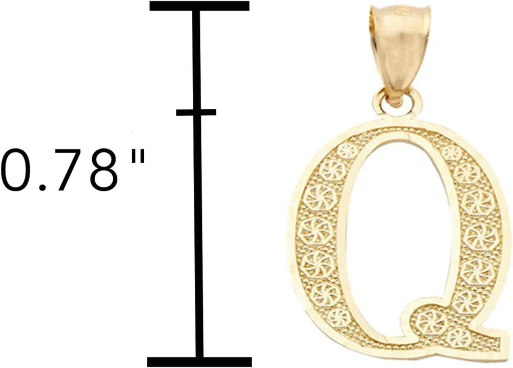 LoveBling 10K Yellow Gold Diamond Cut A to Z Alphabet Initial Letter Charm Necklace Pendant (Small Size)