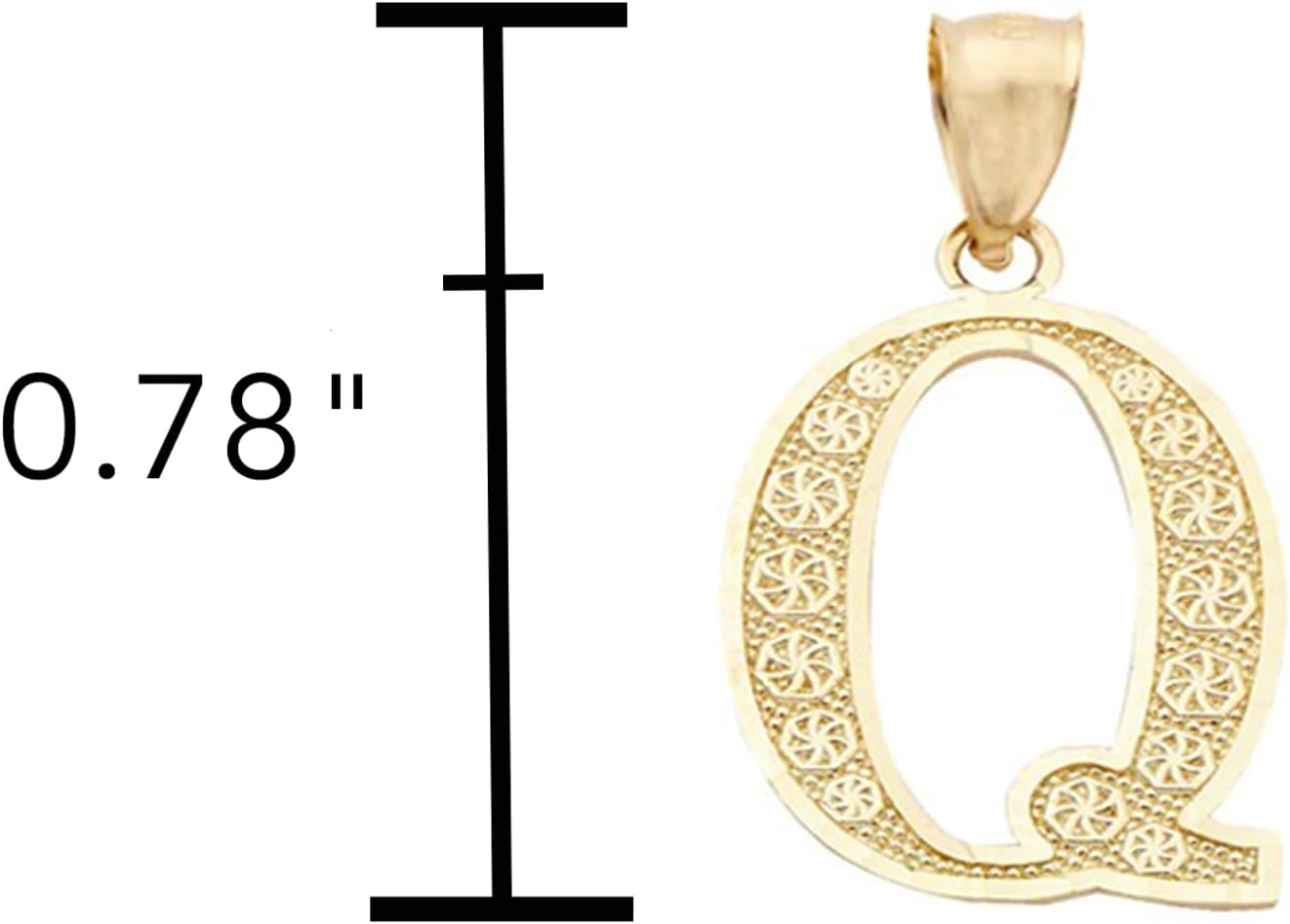 LoveBling 10K Yellow Gold Diamond Cut A to Z Alphabet Initial Letter Charm Necklace Pendant (Small Size)