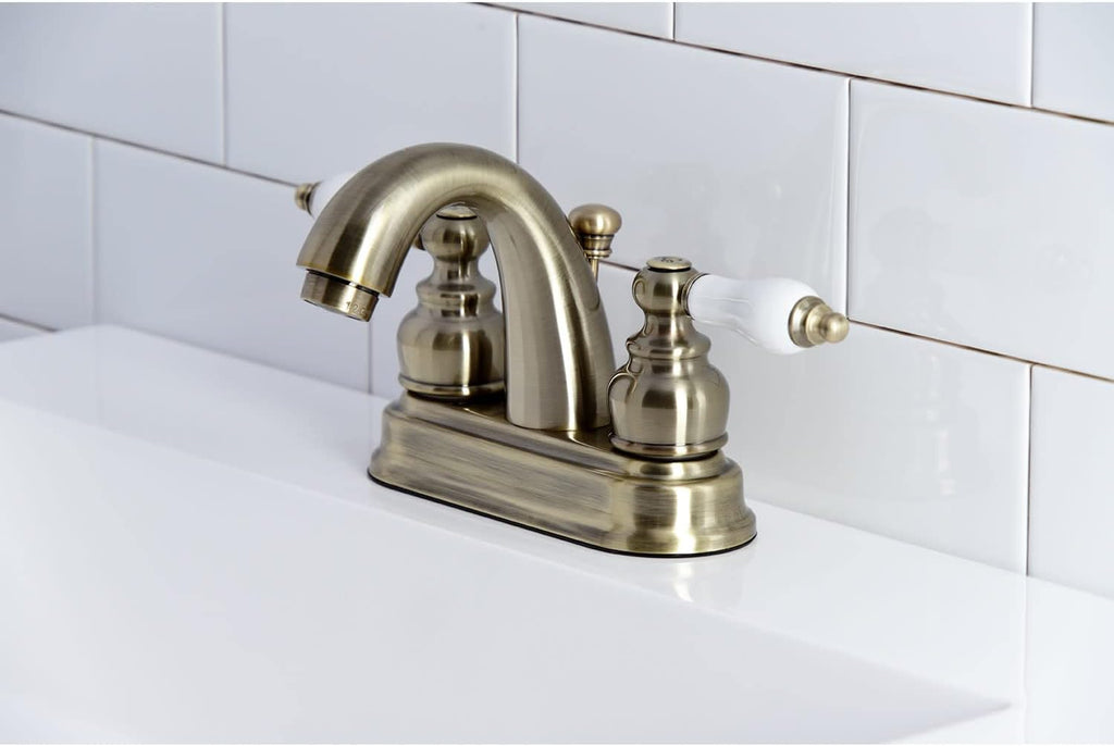 Kingston Brass KB5617PL Restoration 4-Inch Centerset Bathroom Faucet, Brushed Brass