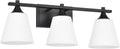 Black Bathroom Vanity Light Fixtures, 3 Lights Traditional Vanity Lighting Fixture with Opal Glass Shade, Porch Wall Mount Light Fixture for Bathroom, Mirror Cabinets Hallway Stairs, Matte Black