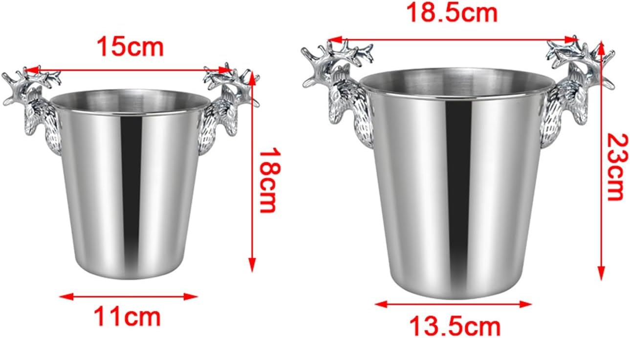 Ice Bucket Silver Stainless Steel Metal Ice Buckets for Parties, Insulated Ice Bucket with Handles for Beer, Wine, Champagne, Home Decor, Table Centerpieces, Wedding Decorations Keeps Ice Cold & Dry (