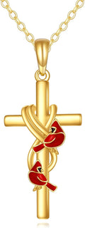 KECHO 14k Real Gold Cross Jewelry Gifts for Mother Grandma Sister Cross Pendant Necklace for Women