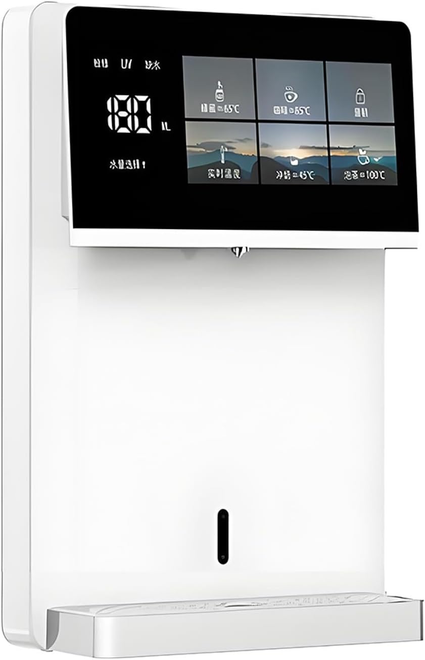 Wall Mounted Hot and Cold Water Dispenser, 3200W Instant Heat Water Cooler, 5 Precise Temperature Control, Intelligent Large Screen Touch, Child Lock(White)