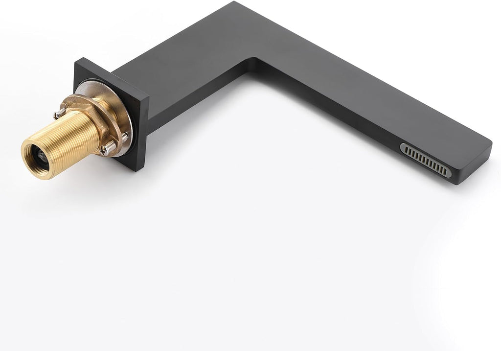 Sumerain Widespread Matte Black Waterfall Bathroom Sink Faucet 8 Inch 3 Hole Lavatory Faucet Vanity Faucet with Brass Valve