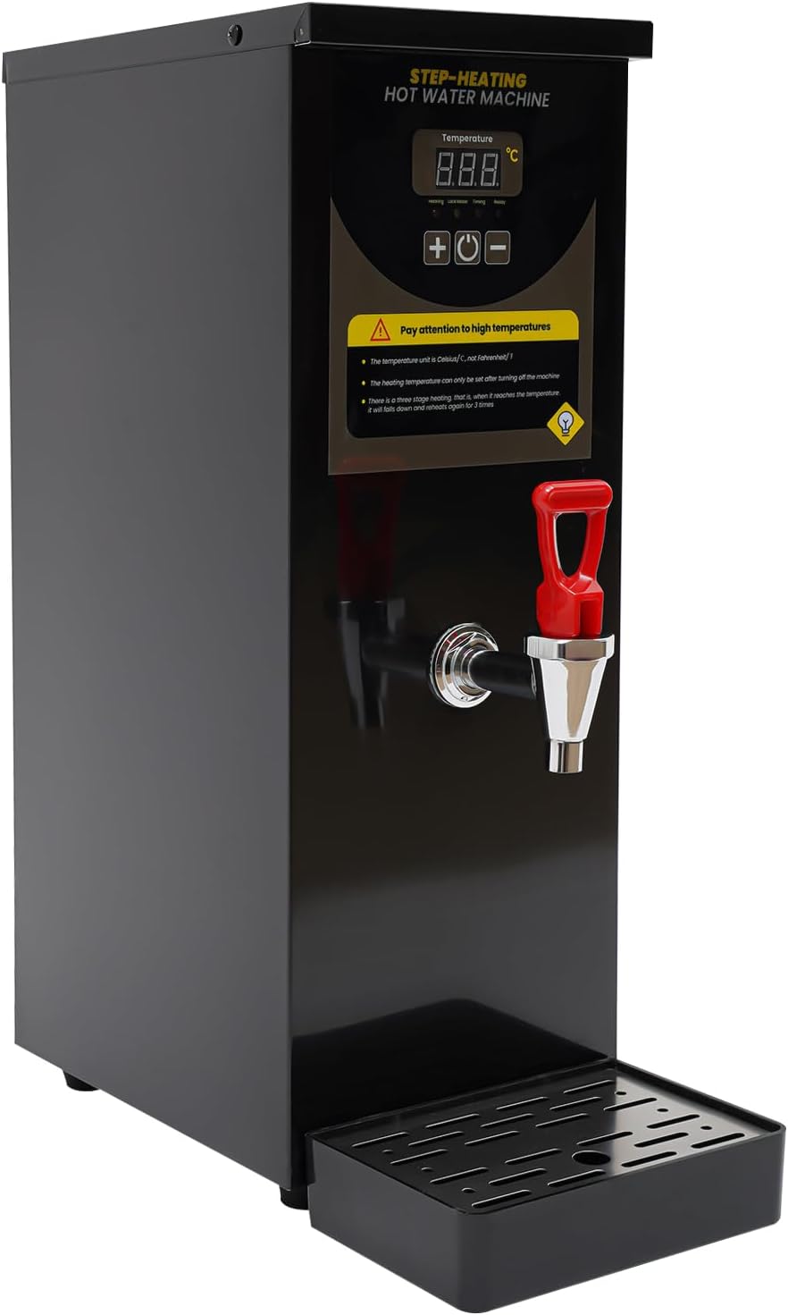 Step-Heating Commercial Hot Water Dispenser Countertop 2000W Fast Ready Water Boiler Machine Automatic 8L Water Boiler for Restaurant, Home, Office (Black)