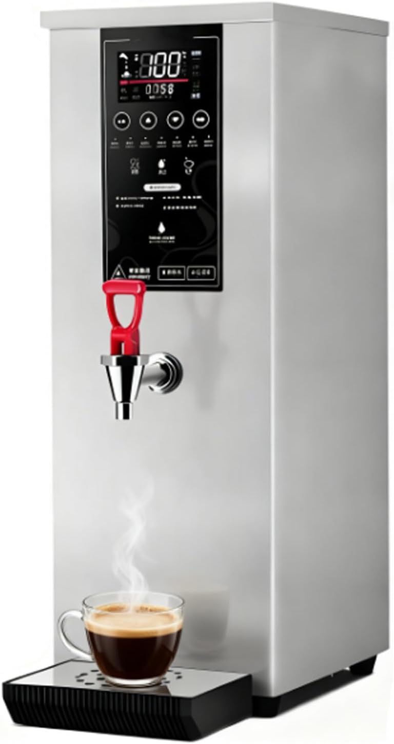 1000W Commercial Hot Water Dispenser Countertop, 60L/H Step-Heating Stainless Steel Water Boiler with Temperature Control for Boba Tea Office Restaurant Silver