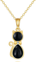 DOVRAN 14K Solid Gold Cat/Butterfly/Heart/Teardrop Necklace for Women 14K Gold Opal/Lapis Lazuli/Black Onyx Pendant Jewelry Gift for Women