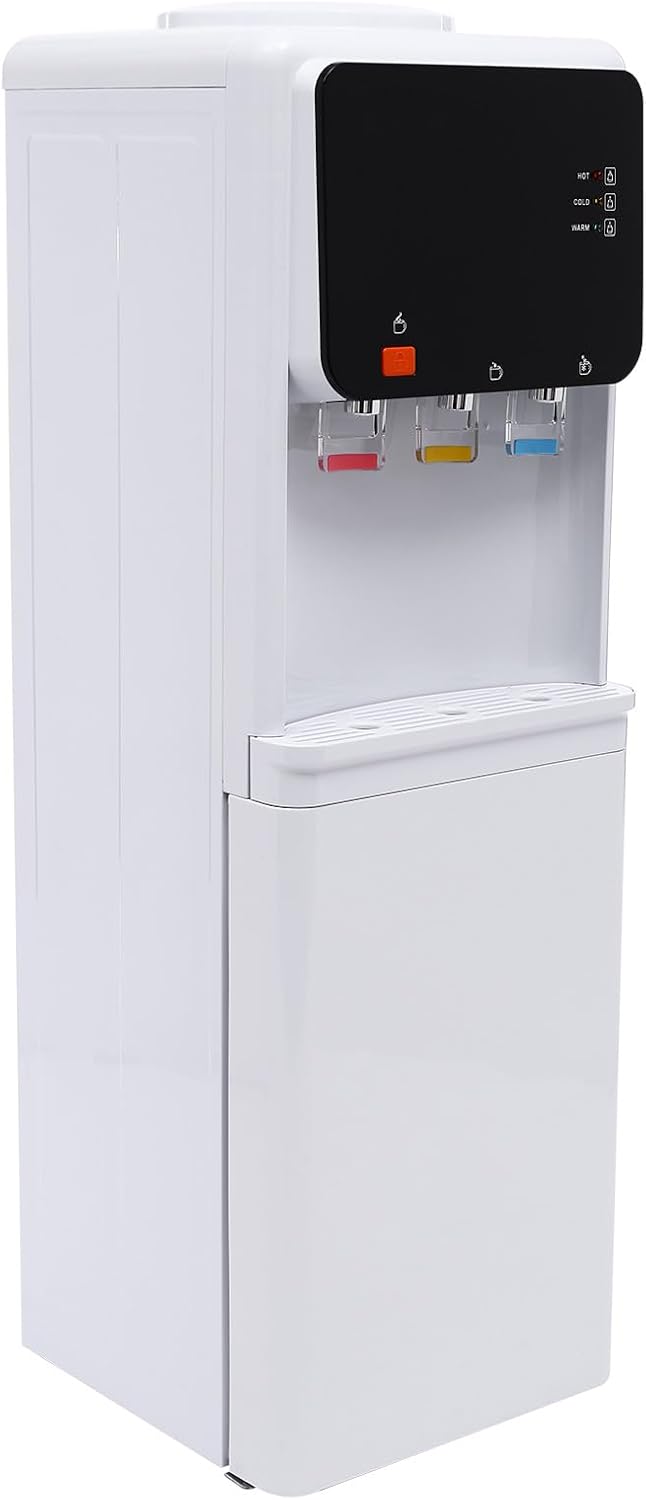Electric Hot Water Dispenser, Water Cooler Dispenser for 1-4 Gallon Bottles, 3 Temperatures with Hot, Room & Cold Spouts, Water Cooler with Safety Lock, LED Display with Empty Bottle Alert