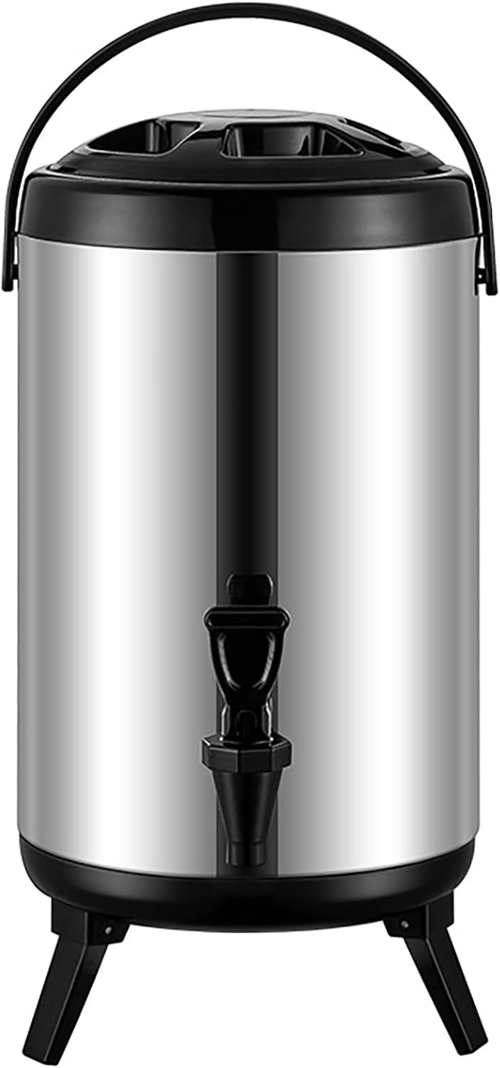 Commercial Stainless Steel Milk Tea Bucket,Drink Dispenser for Party,Suitable for hot Water, Tea, Coffee, Milk, Juice,Heat Preservation,12L