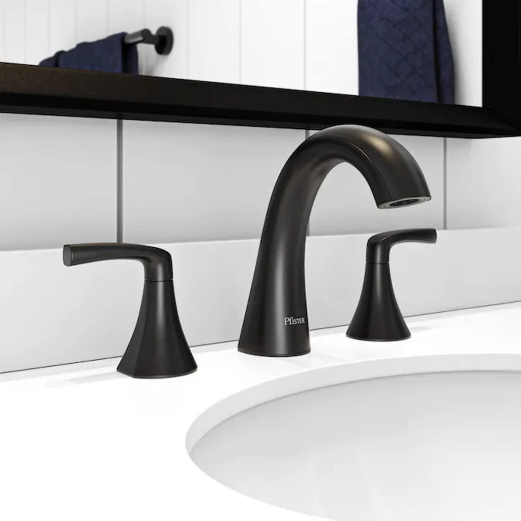 Pfister Rancho Matte Black Widespread Faucet with Drain