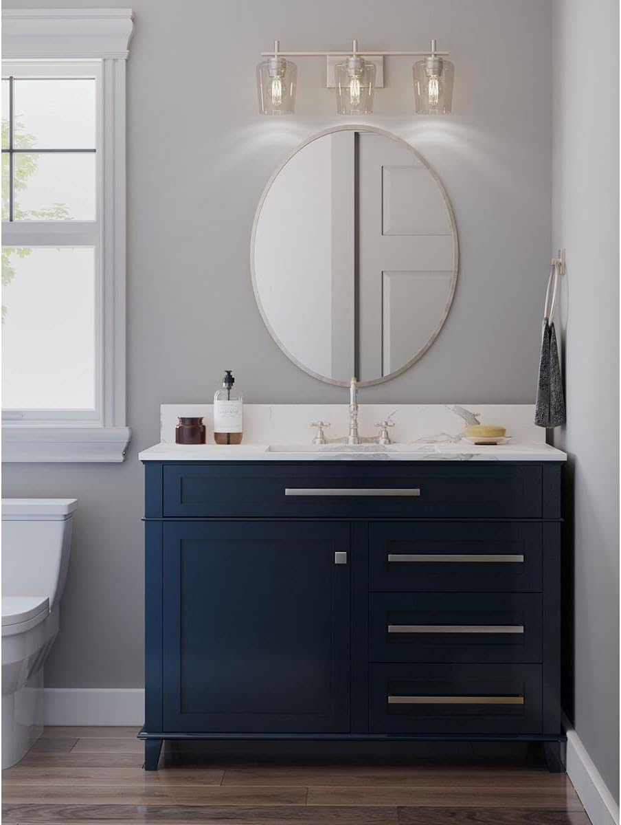 Progress Lighting Calais Collection 3-Light Clear Glass New Traditional Bath Vanity Light Brushed Nickel