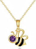 DOVRAN Real Solid Gold Birthstone Butterfly/Dragonfly/Bee/Hummingbird Necklace for Women Yellow Gold Animal Pendant for Christmas Dainty Jewelry Birthday Gifts for Mom Wife