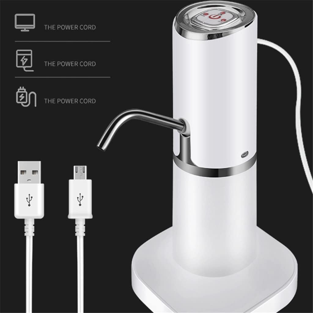 Home Automatic Water Dispenser Hand Press Pump Charging Intelligent Electric Bottled Drinking(White-Fruit peach5)