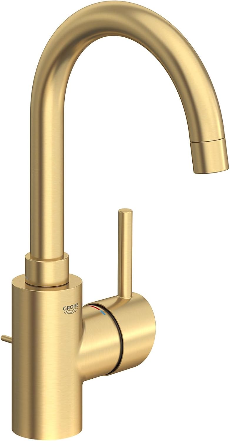 GROHE 32138GN2 Concetto, Single Hole Single-Handle L-Size Bathroom Faucet 1.2 GPM, Brushed Cool Sunrise (Brushed Gold)