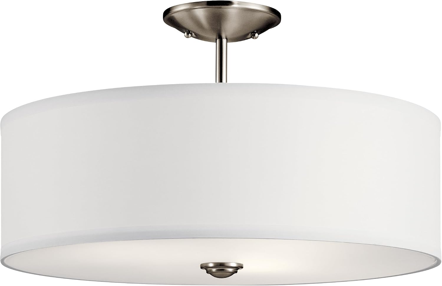 Kichler Shailene 18' Semi Flush Mount Light in Brushed Nickel, 3-Light Round Ceiling Light with Satin Etched White Diffuser, (18' W x 11.25' H), 43692NI