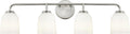 ML Lighting | Norah Collection | 22304-BN | Indoor 4 Light Vanity in Brushed Nickel with Opal Ribbed Glass Shade | Elegant and Versatile Design for Any Bathroom