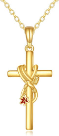 KECHO 14k Real Gold Cross Jewelry Gifts for Mother Grandma Sister Cross Pendant Necklace for Women