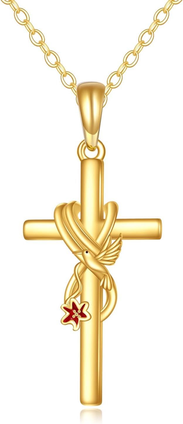 KECHO 14k Real Gold Cross Jewelry Gifts for Mother Grandma Sister Cross Pendant Necklace for Women