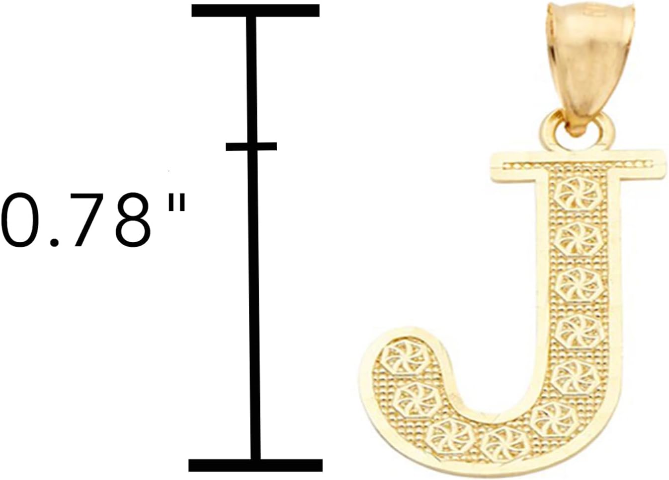 LoveBling 10K Yellow Gold Diamond Cut A to Z Alphabet Initial Letter Charm Necklace Pendant (Small Size)