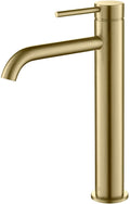 KIBI KBF1009 Solid Brass Single Handle Single Hole Circular Faucet for Bathroom Sink | High Arc Faucet Spout Design | Corrosion and Rust Resistant | Brushed Gold
