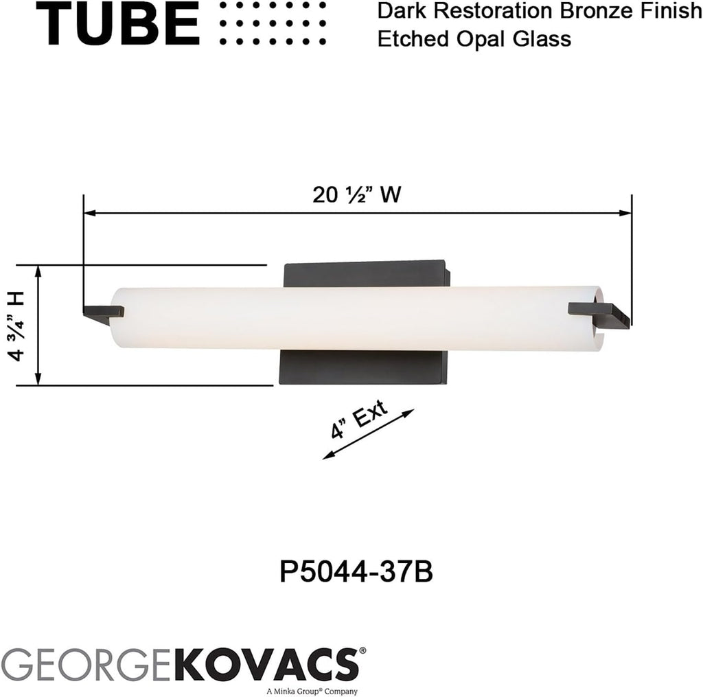 GEORGE KOVACS P5044-37B Tube Vanity Bath Light, 3-Light, 180 Total Watts, 4.75-in H x 20.5-in W, Dark Restoration Bronze