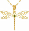 DOVRAN Real Solid Gold Birthstone Butterfly/Dragonfly/Bee/Hummingbird Necklace for Women Yellow Gold Animal Pendant for Christmas Dainty Jewelry Birthday Gifts for Mom Wife