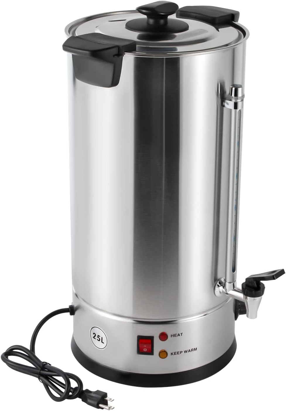 Commercial Grade Coffee Urn, 25 L Hot Water Urn Double-layer Barrel Wall 304 Stainless Steel Automatic Coffee Brewing 15 Minutes Boiling for Home, Party, Office, Wedding (25L)