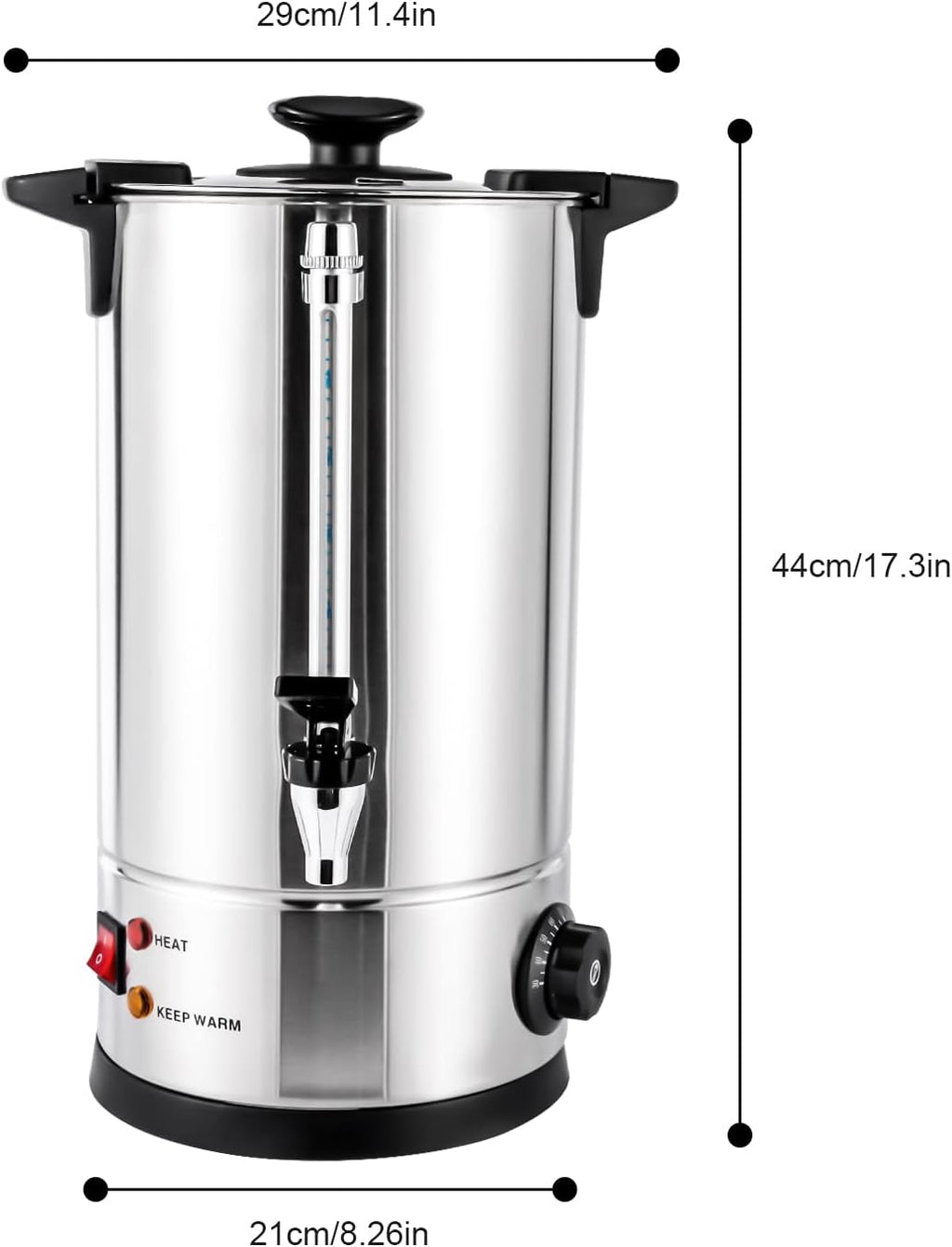 Stainless Steel Electric Coffee Urn - 10L Commercial Tea & Coffee Maker, Hot Water Dispenser for Home, Cafes, Buffets, Offices, Hotels & Events, Adjustable 30-110°C