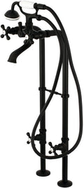 Kingston Brass CCK266K0 Kingston Freestanding Tub Faucet with Supply Line and Stop Valve, Matte Black
