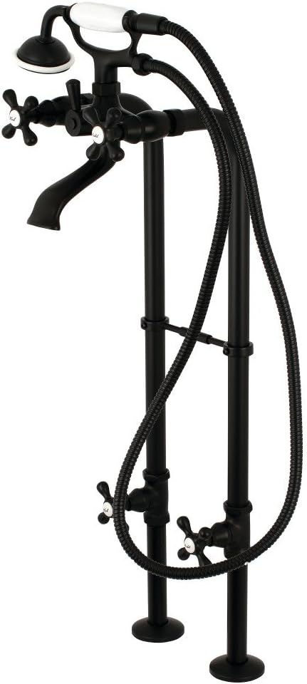 Kingston Brass CCK266K0 Kingston Freestanding Tub Faucet with Supply Line and Stop Valve, Matte Black